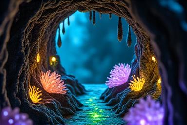 Glow-in-the-dark fantasy cave diorama