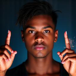 Professional headshot of Darian Cross, a dynamic individual with a creative hairstyle, demonstrating a miniature painting technique.